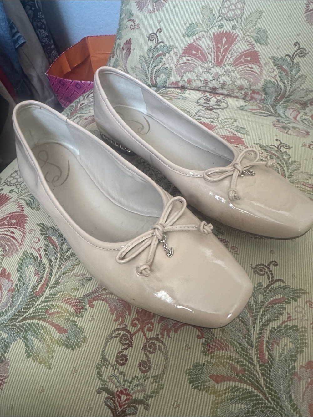 Sam Edelman Patent Ballet Flats in Beige